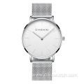 076 CHENXI Couple Watches Simple and Literal Fashion Dial Watch Luxury Full Mesh Mesh Watch Strap Quartz